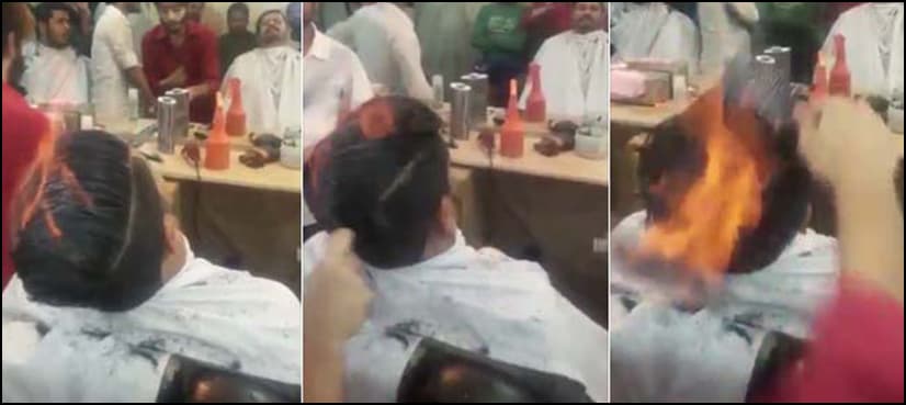 WATCH: Pakistani hairdresser uses fire to style hair
