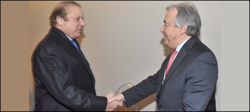 PM Sharif calls on UNSG Guterres to resolve Kashmir issue