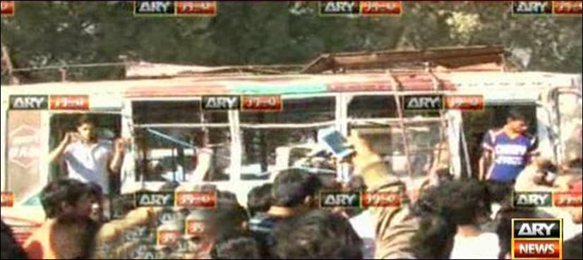 Karachi: Four killed as bus runs over people at stop