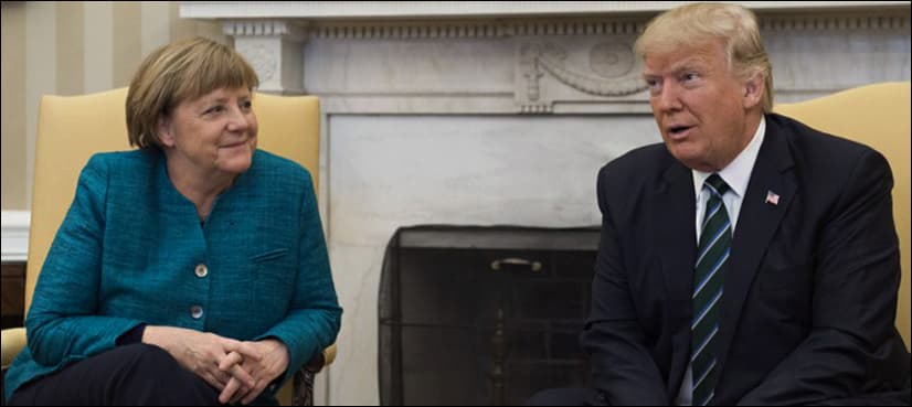 Trump welcomes Angela Merkel to White House