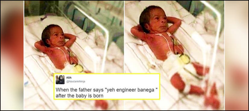 Newborn baby poses like a boss in viral image