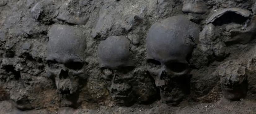 Tower of human skulls unearthed beneath the heart of Mexico City