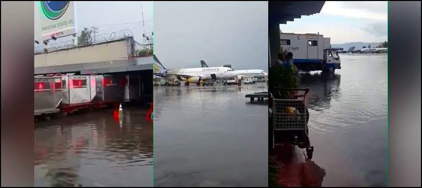 VIDEO: Poor drainage turns Islamabad airport into ‘mini lake’ after rain