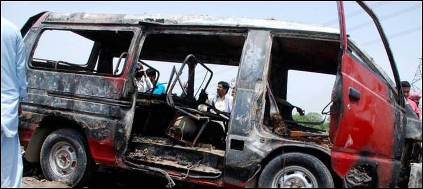 Six of a family die as van catches fire in Karachi's Garden area