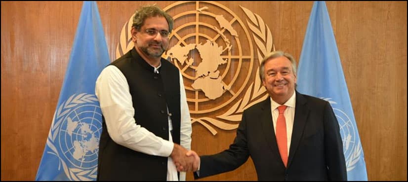 PM Abbasi meets UN chief; demands appointment of special representative for Kashmir