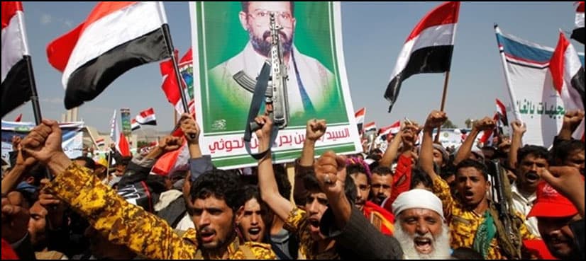 Houthis stage defiant rally 3 years after seizing Yemen capital