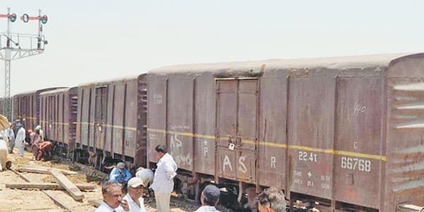 Two bogies of goods train derail near Rohri station, no casualties