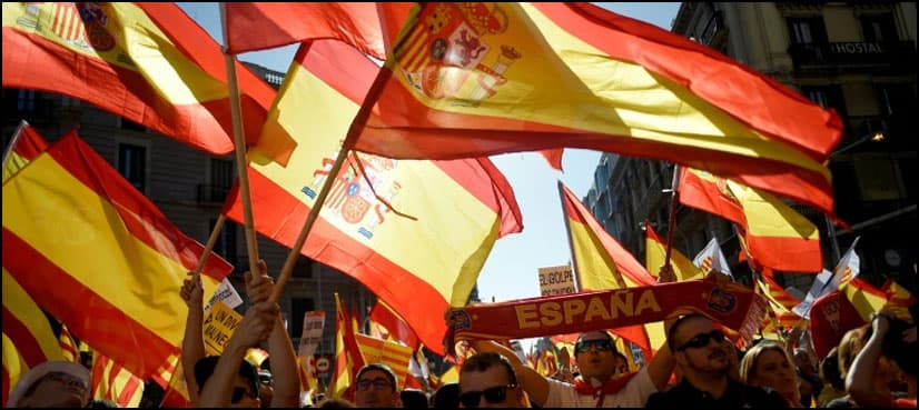 Protesters rally against Catalan independence in Barcelona