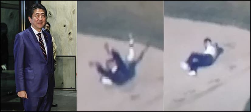 VIDEO: Japanese PM falls into bunker while playing golf with Trump