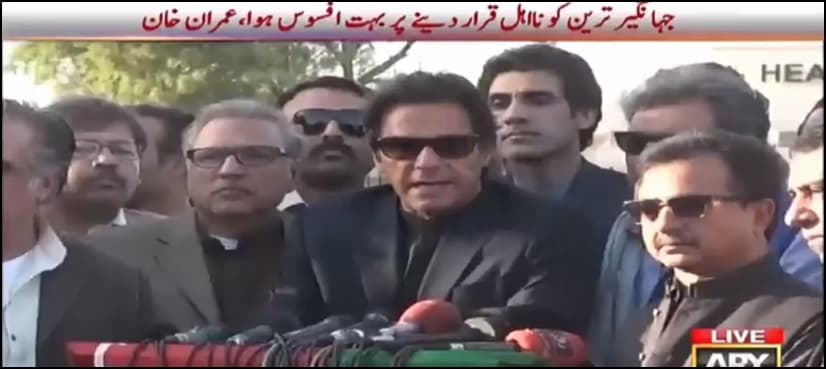 Imran says disappointed at Jahangir Tareen’s disqualification