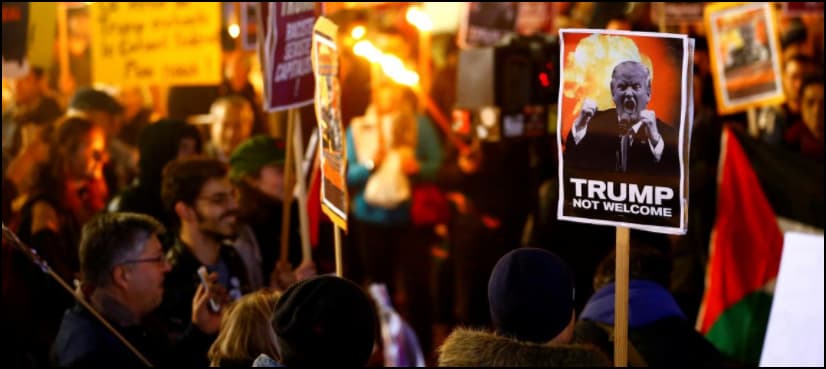 Swiss marchers protest against Trump in Davos