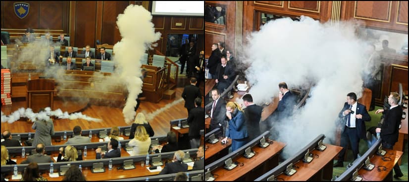 VIDEO: Opposition fires tear gas in Kosovo Parliament