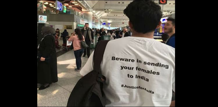 Istanbul citizen displays Beware sign in wake of Kathua rape case