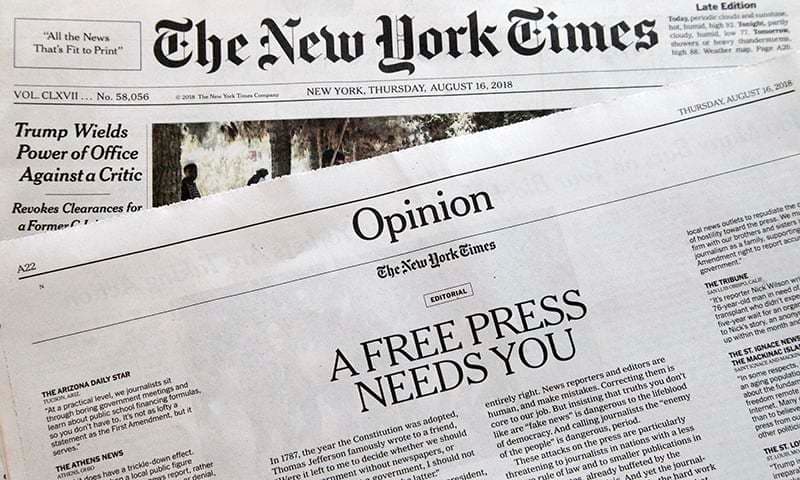 US newspapers to Trump: We're not enemies of the people