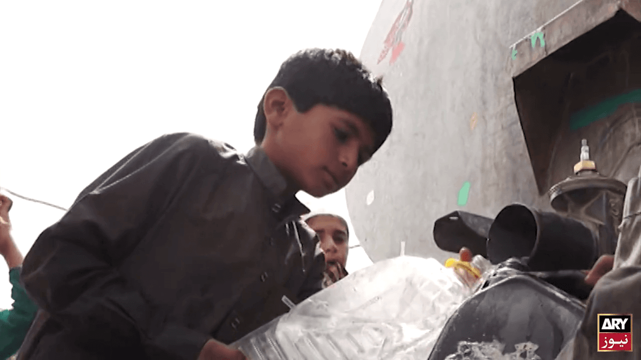 School going Abbas walks a distance of 1 km everyday for water