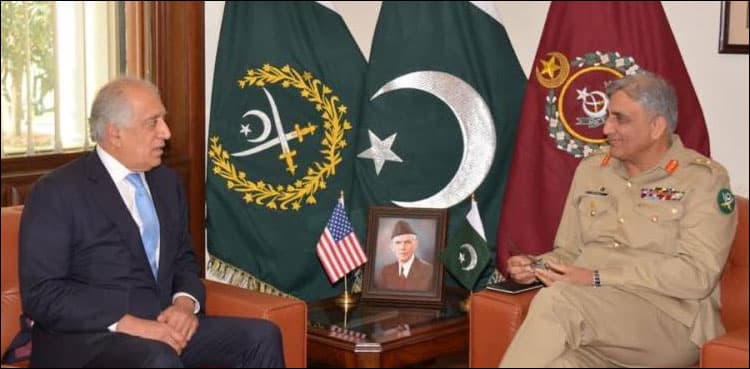 Zalmay Khalilzad calls on Army Chief at General Headquarters