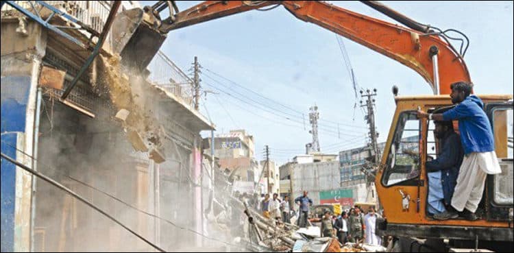 Anti-encroachment team razes over 100 encroachments on Tariq Road