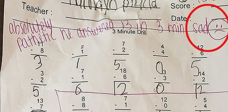Teacher faces firing calls after comments on boy's maths test