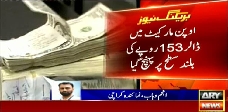 Dollar touches Rs153 in open market