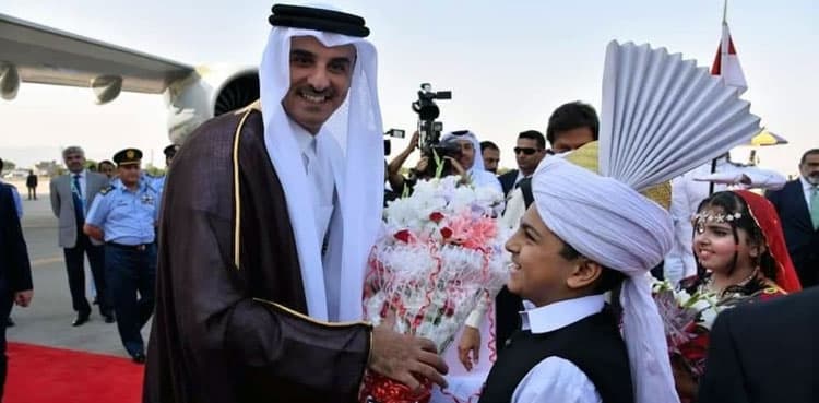 Emir of Qatar Sheikh Tamim bin Hamad arrives in Pakistan