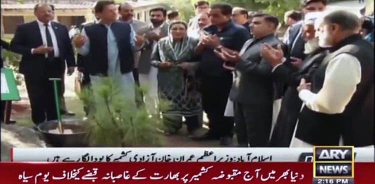PM Imran Khan plants 'Kashmir Freedom Tree', prays for peace, prosperity