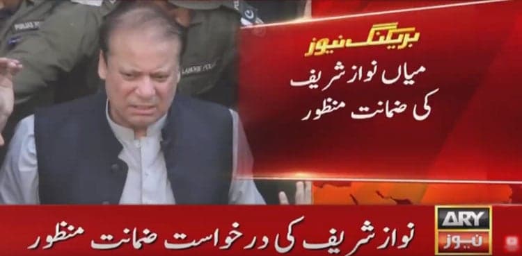 Nawaz Sharif granted bail on medical grounds