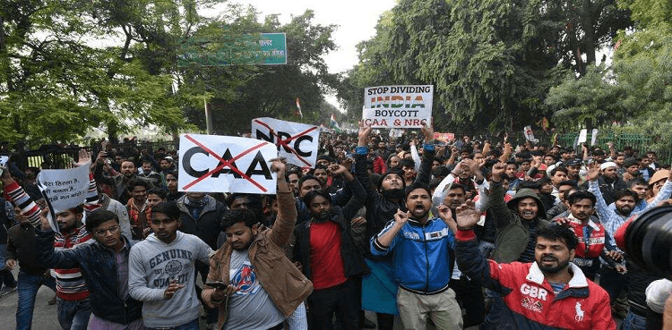 Protests in New Delhi against India's citizenship law ahead of Trump visit