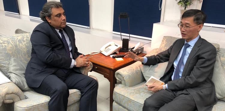Chinese ambassador meets Ali Zaidi, discusses investment in SEZs