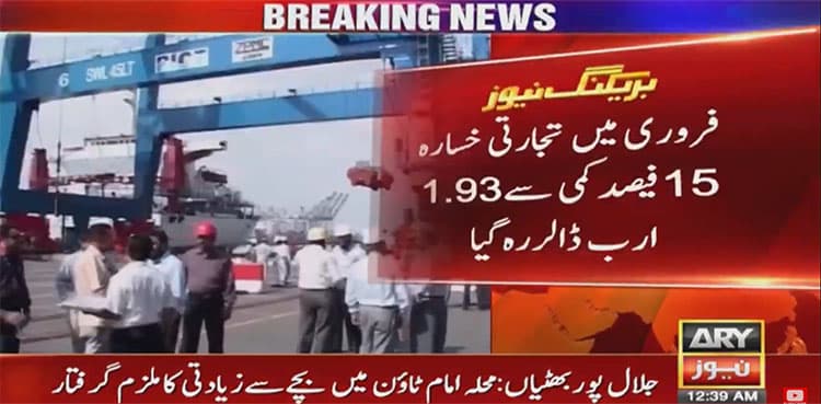Pakistan's trade deficit witnesses 27 percent decline  
