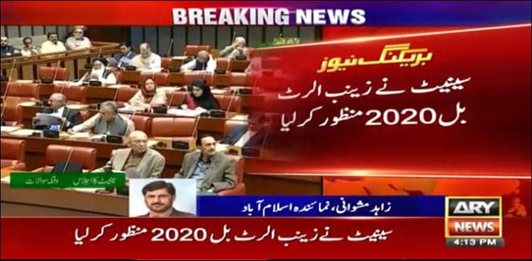 Senate passes Zainab Alert Bill 2020 by majority vote