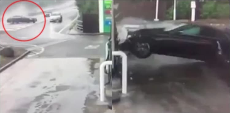WATCH: Mercedes crashes into petrol station, video goes viral 