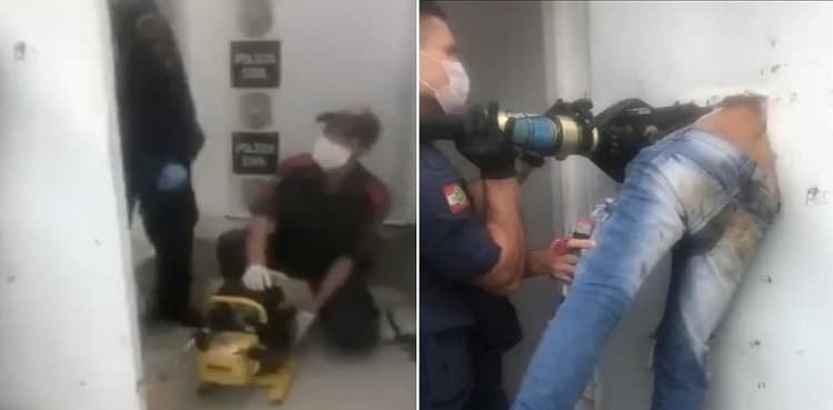 Brazilian firemen drill hole through jail cell door to rescue teen who tried to escape
