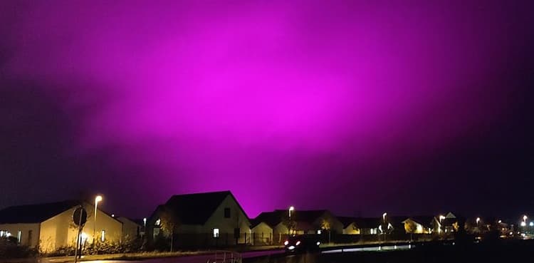 Sky turns a bizarre shade of purple at night in Swedish town