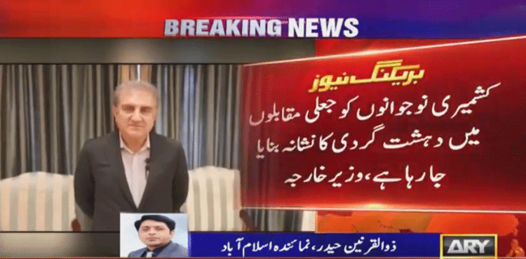 Indian forces targeting Kashmiri youths by painting them as terrorists: FM Qureshi