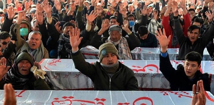 Hazara community protestors asked to handover bodies of seven Afghan nationals