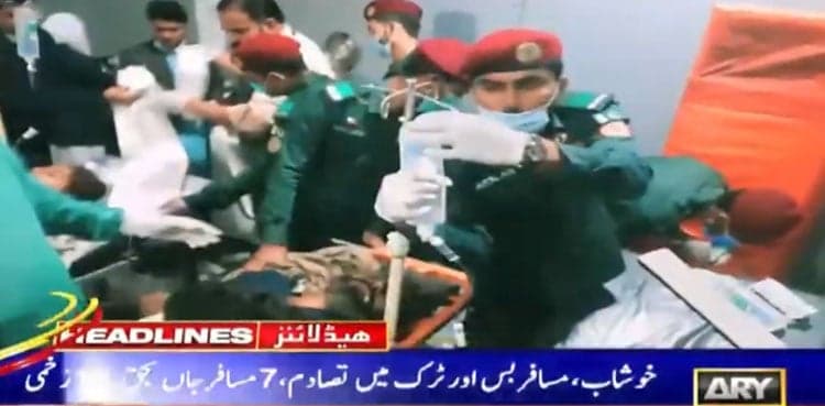 Seven killed, ten injured in Khushab van-truck collision