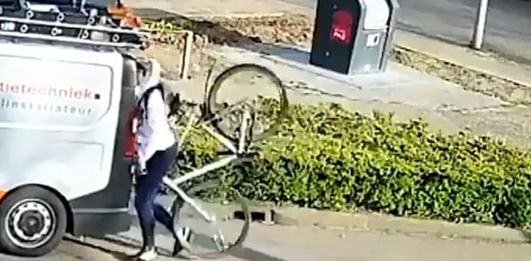 WATCH: Busy on his phone, cyclist rams into parked van   