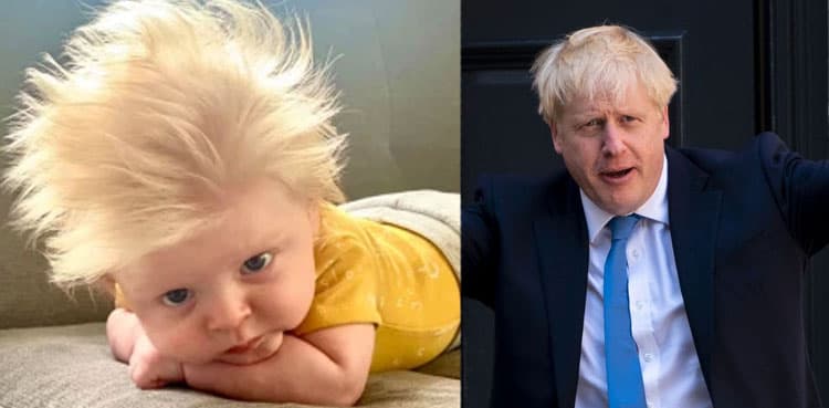 Baby born with full head of blond hair looks like 'mini Boris Johnson'