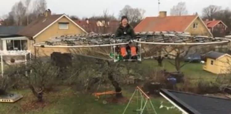 Man takes to the skies on home-made drone, video goes viral