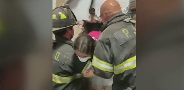 WATCH: Young girl rescued after getting trapped in dressing room