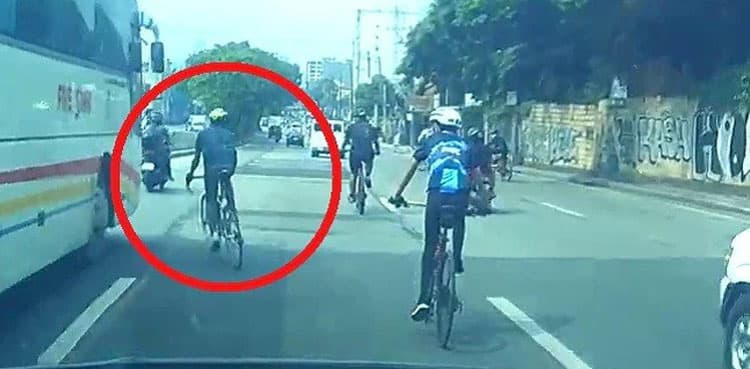 WATCH: Careless cyclist crashes into bus