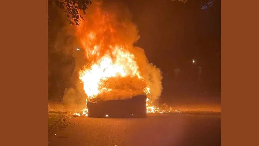 Tesla car caught fire while owner was driving, lawyer says