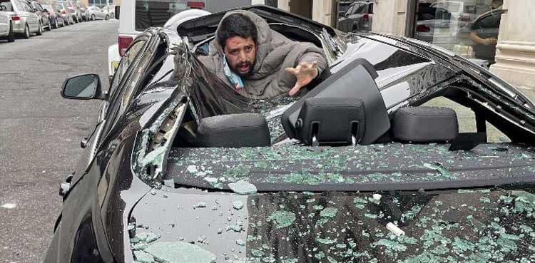 Man's miraculous save after crashing into BMW from nine-storey building