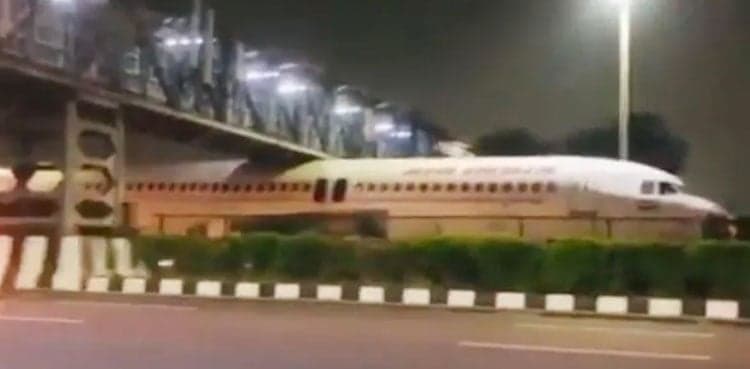 Viral video: Air India plane stuck under overbridge in Delhi