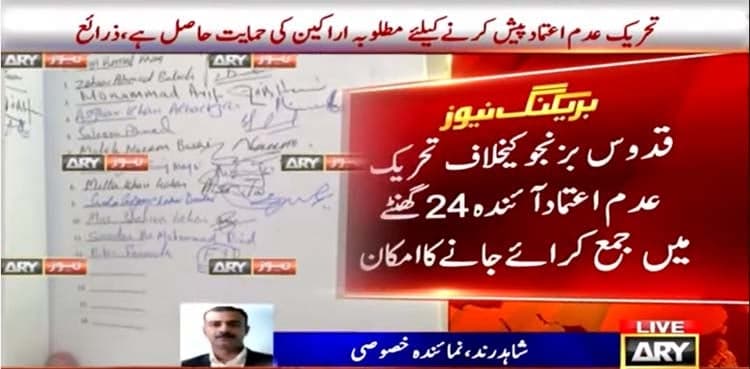 No-trust move to be tabled against CM Balochistan Abdul Quddus Bizenjo