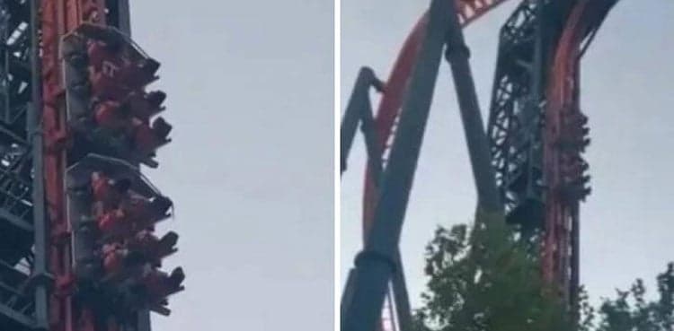 Viral: Riders stuck 160 feet up after rollercoaster malfunctions
