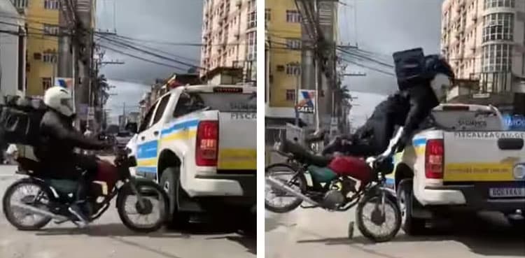 WATCH: Biker crashes into truck at high speed