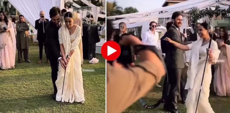 Ushna Shah plays golf at her valima, video goes viral