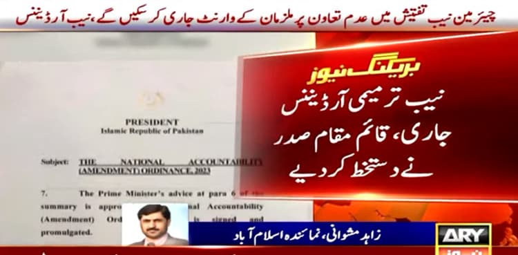 Acting president signs presidential ordinance for NAB amendments