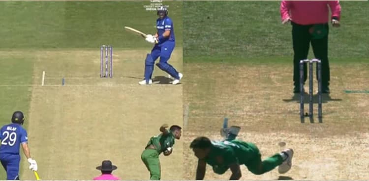 BAN v ENG: Mustafizur Rahman falls during bowling to Joe Root